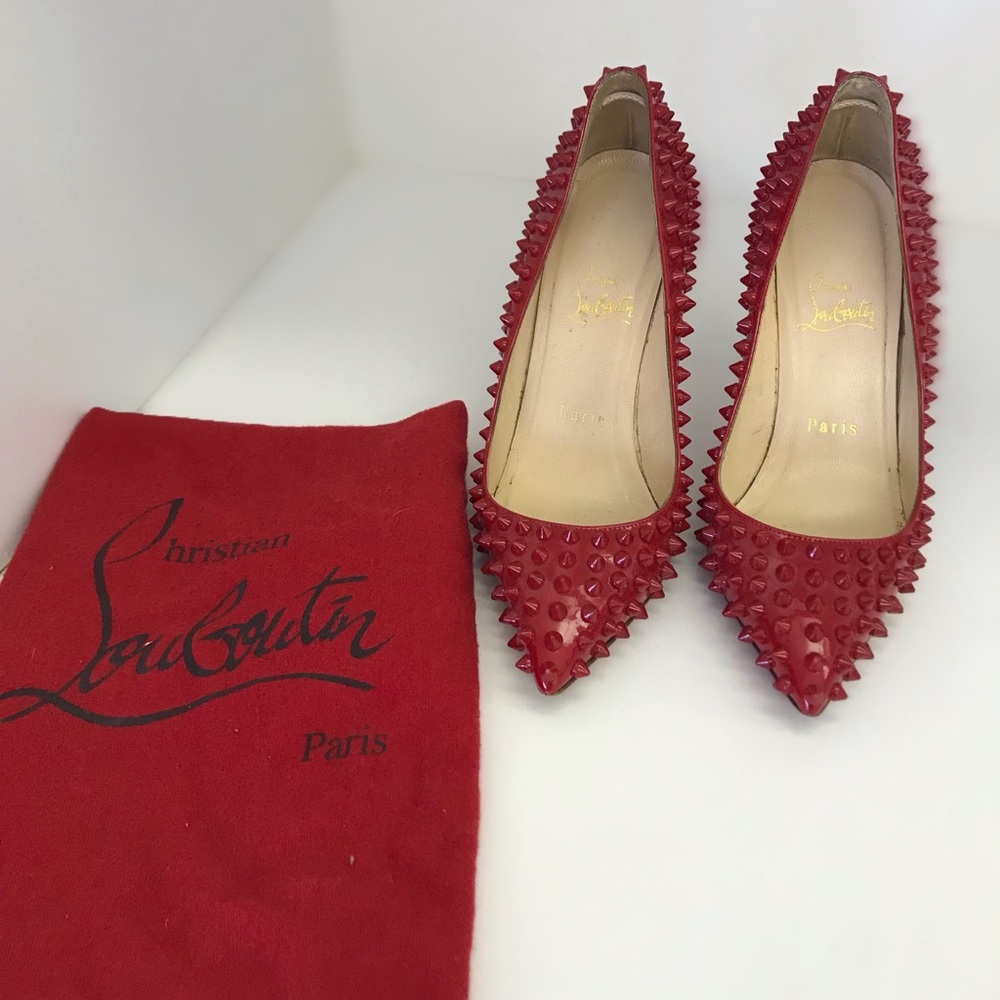 Christian Louboutin red Pigalle Spikes 100 Size 36